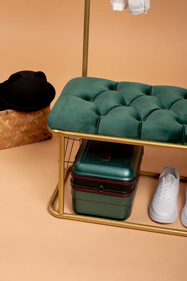 Aynalı Portmanto Puf Bench Ayakkabılık Telli Raf